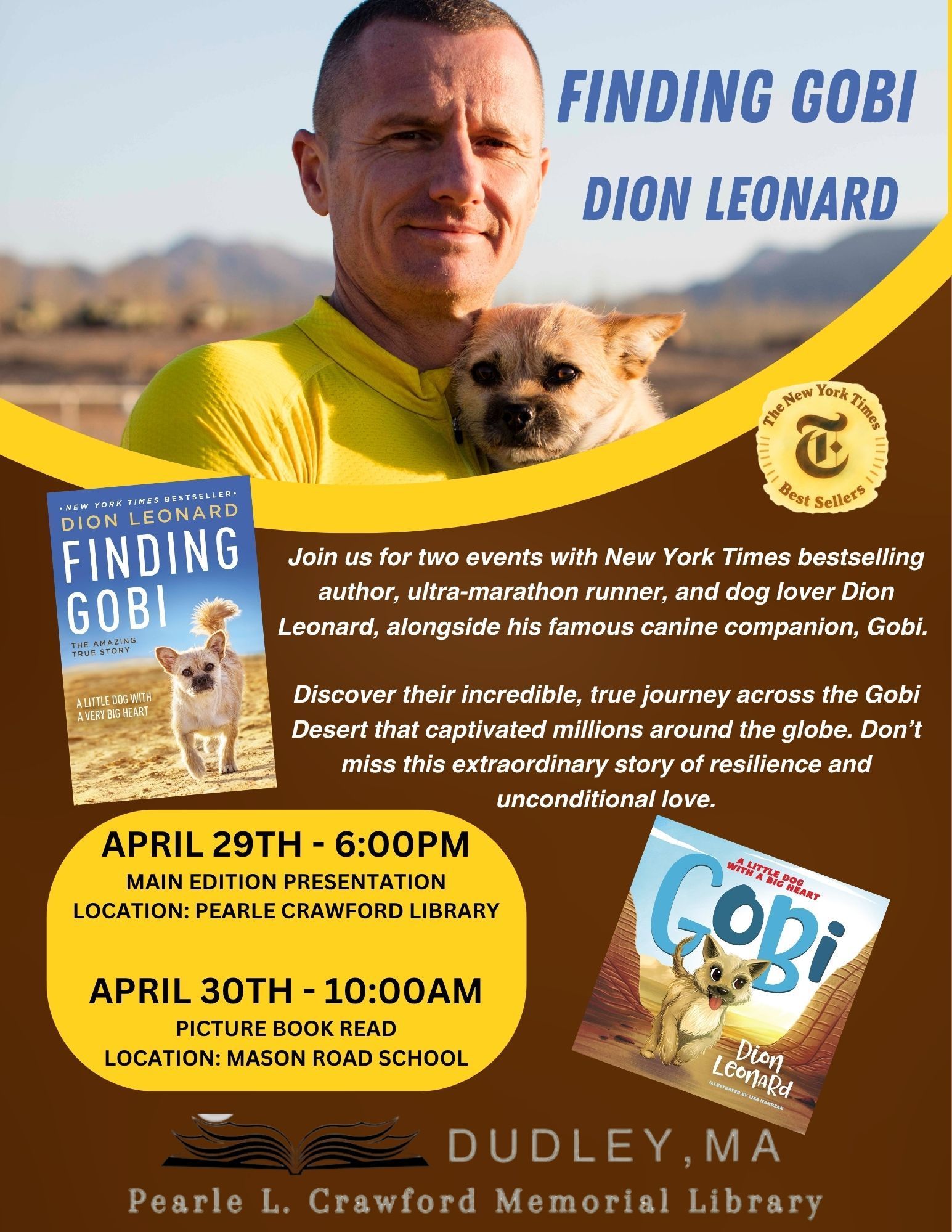 Dion Leonard, Finding Gobi, Gobi the Dog, New York Times Bestseller, Author, Speaking Event Dion Leonard, Finding Gobi, Gobi the Dog, New York Times Bestseller, Author, Speaking Event