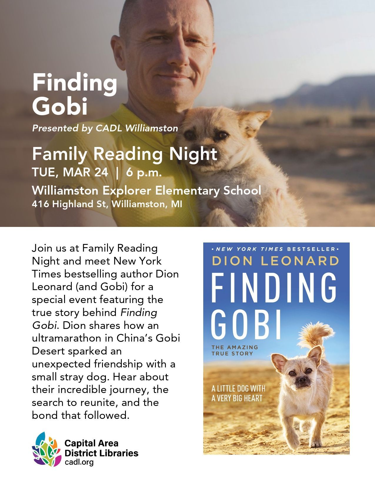 Dion Leonard, Finding Gobi, Gobi the Dog, New York Times Bestseller, Author, Speaking Event