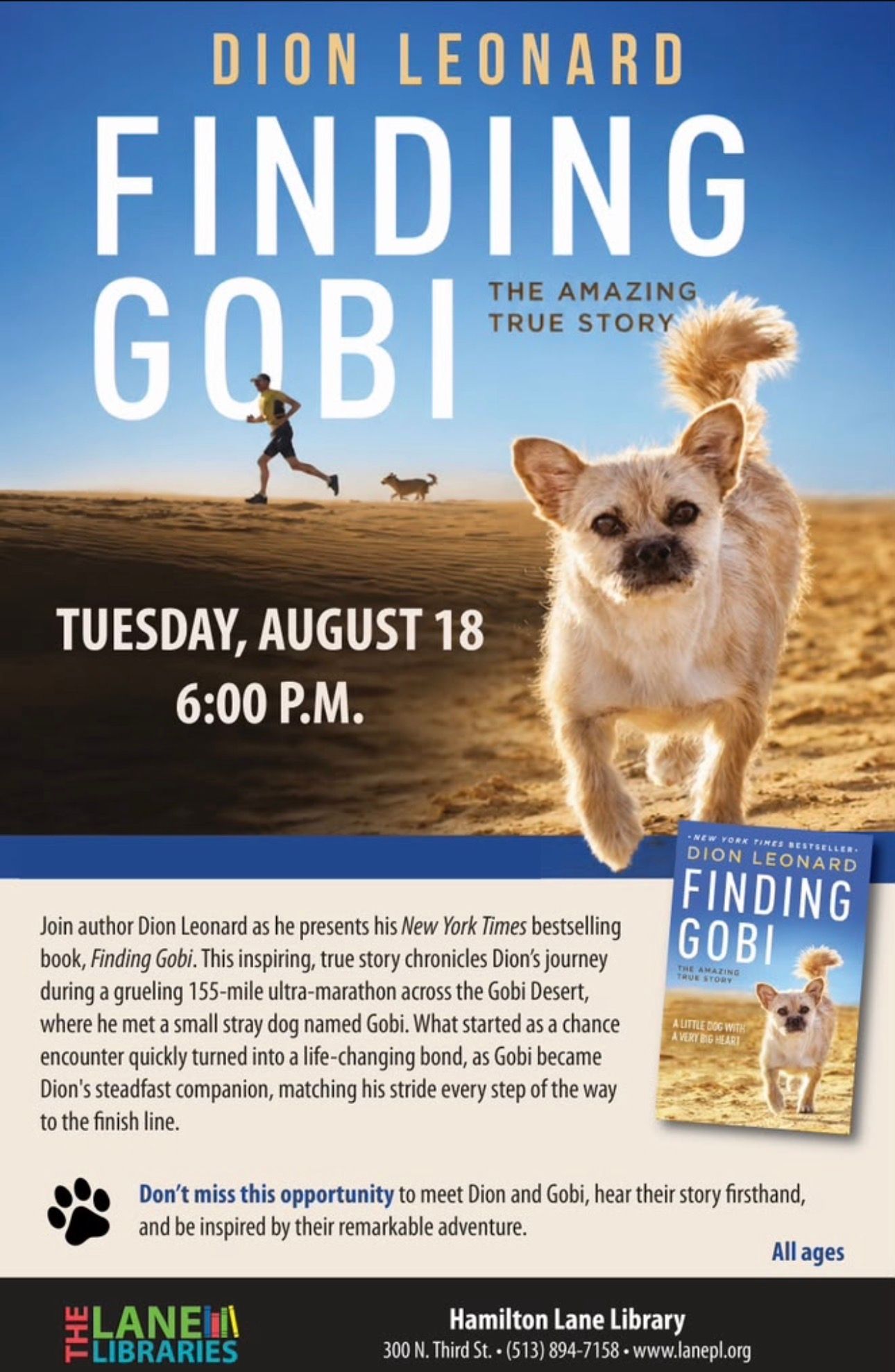 Dion Leonard, Finding Gobi, Gobi the Dog, New York Times Bestseller, Author, Speaking Event Dion Leonard, Finding Gobi, Gobi the Dog, New York Times Bestseller, Author, Speaking Event