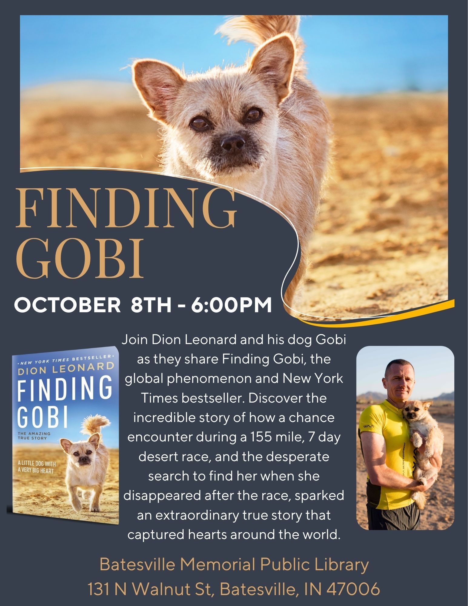 Dion Leonard, Finding Gobi, Gobi the Dog, New York Times Bestseller, Author, Speaking Event