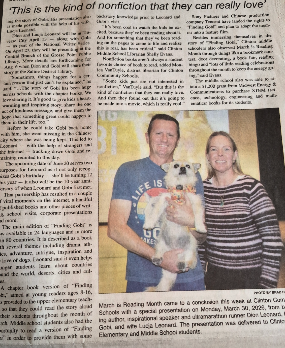 Dion Leonard, Finding Gobi, Gobi the Dog, New York Times Bestseller, Author, Speaking Event Dion Leonard, Finding Gobi, Gobi the Dog, New York Times Bestseller, Author, Speaking Event