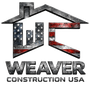 Weaver Construction USA logo with American flag colors and house roof outline