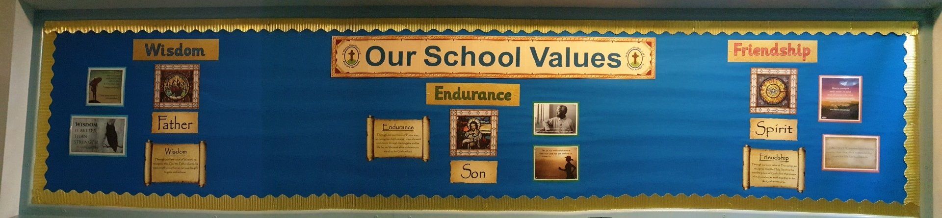 School values display board with