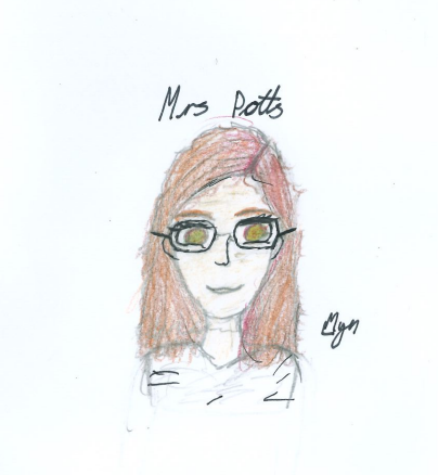 A sketch of a person labeled 
