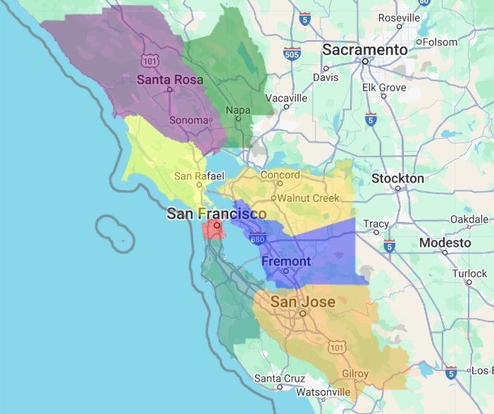 A map of san francisco and surrounding areas