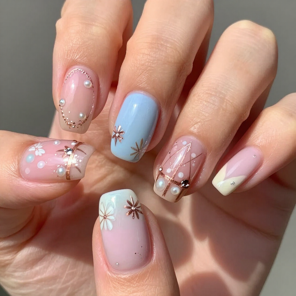 Nail technician completing a manicure