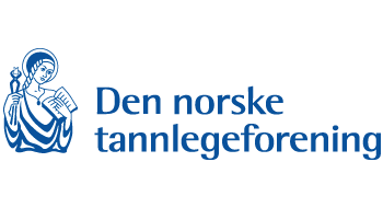 The logo for den norske tannlegeforening shows a woman reading a book.