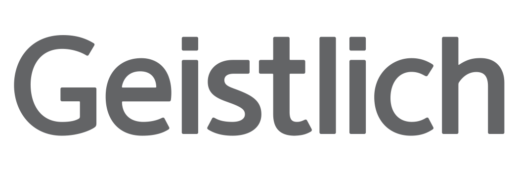 Ordet geistlich er skrevet i grått på en hvit bakgrunn.