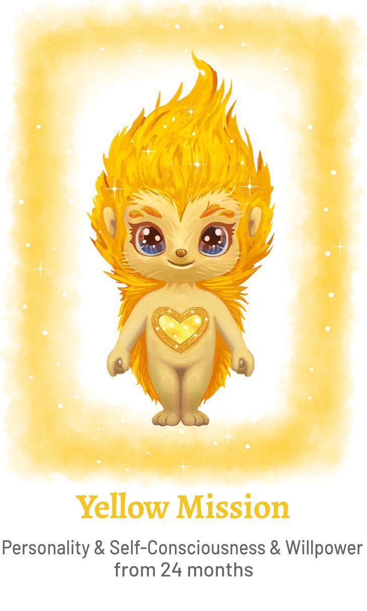 A cartoon illustration of GOLDY with a heart on its chest.