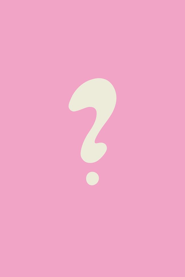 White question mark on a pink background