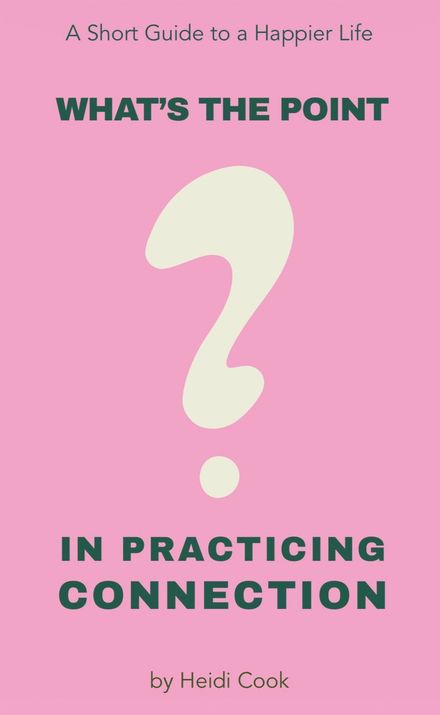 Pink book cover with cream question mark and title “What’s the Point in Practicing Connection”
