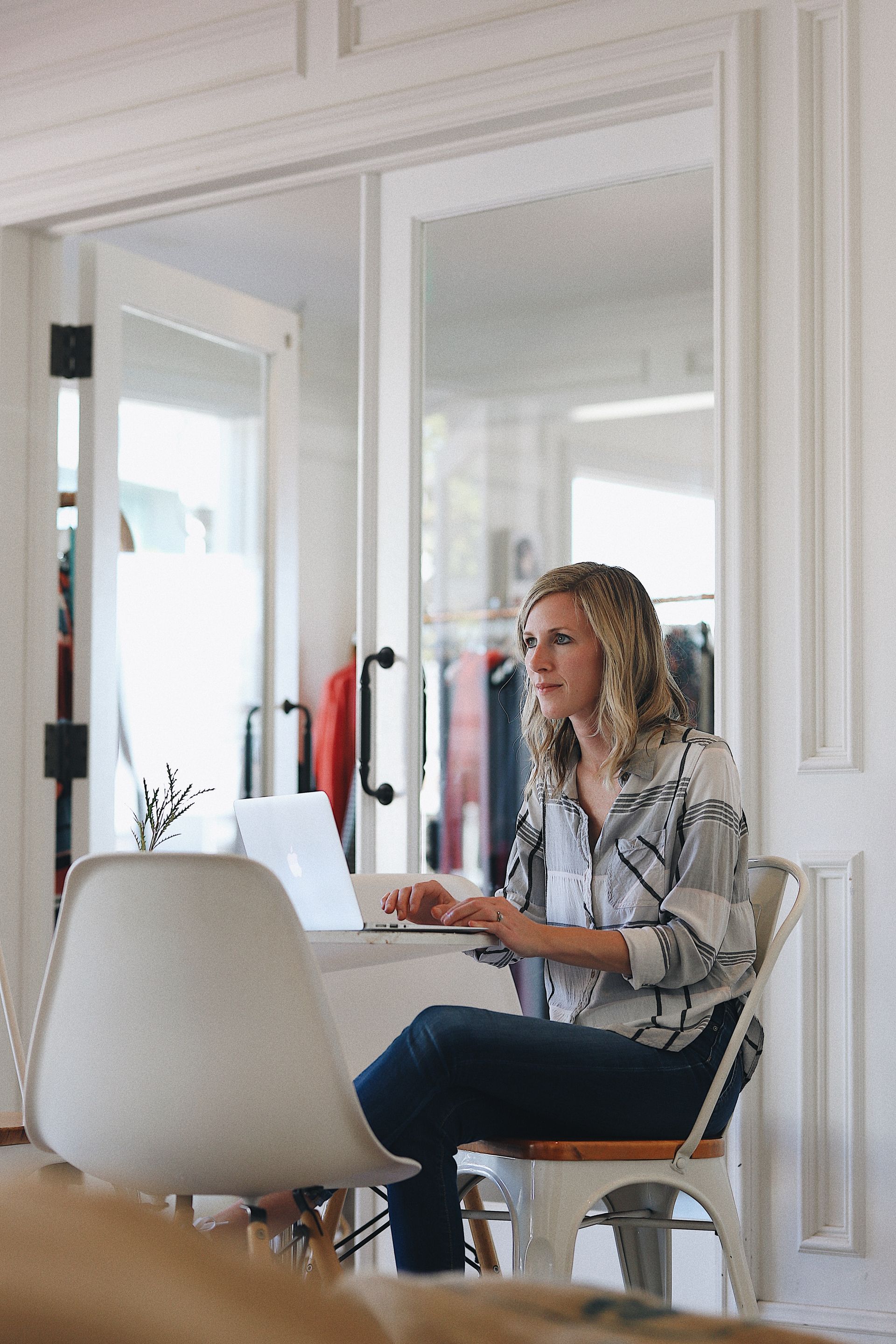 Woman using a laptop