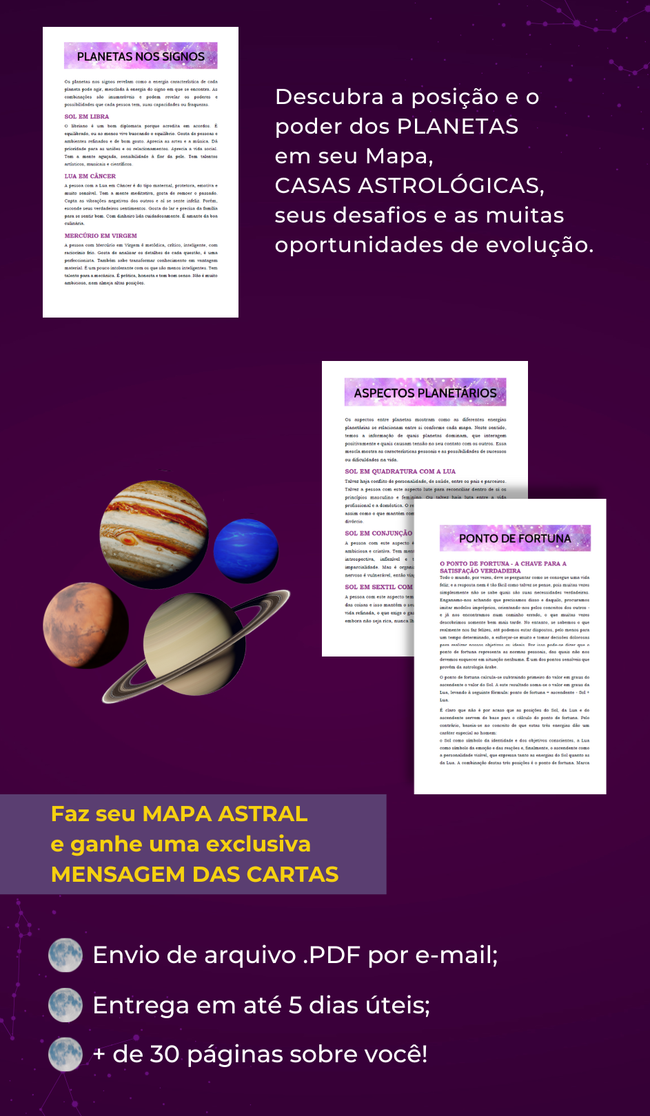 Venda de mapa astral personalizado com nome, data de nascimento e signos, astrologia, mapa astrológico, horóscopo, ascendente, lua, signo lunar, signo solar, planetas