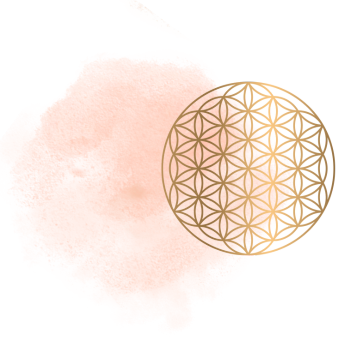 goldene Blume des Lebens mit farbigem Aquarellhintergrund
