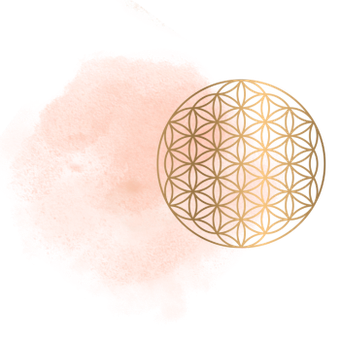 goldene Blume des Lebens mit farbigem Aquarellhintergrund