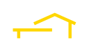 Contorno amarelo do telhado de uma casa com uma linha horizontal abaixo, sobre um fundo branco.
