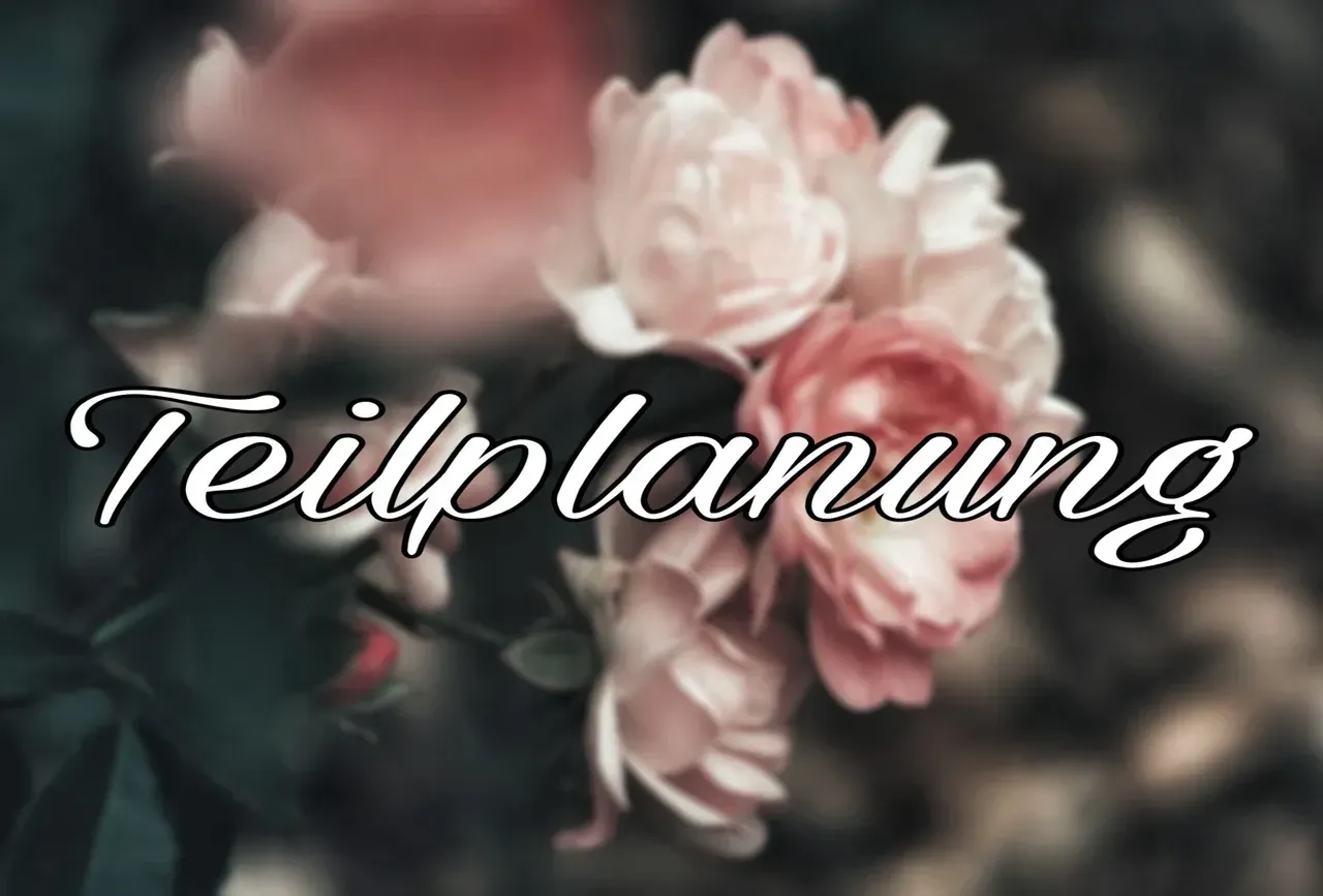 Eine Nahaufnahme einer Blume mit dem Wort „Teilplanung“ darauf