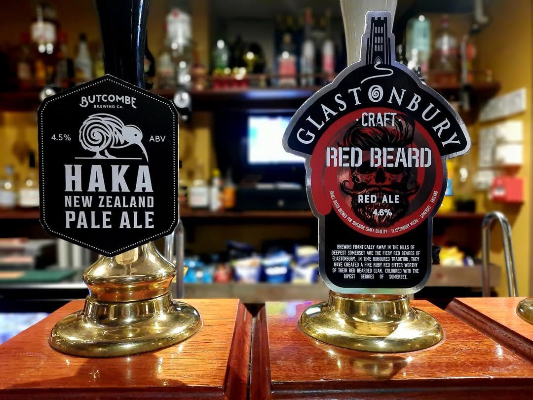 Midweek ale selection. 'Haka' from Butcombe Brewing Co. & Glastonbury Ales with their seasonal brew 'Red Beard'.