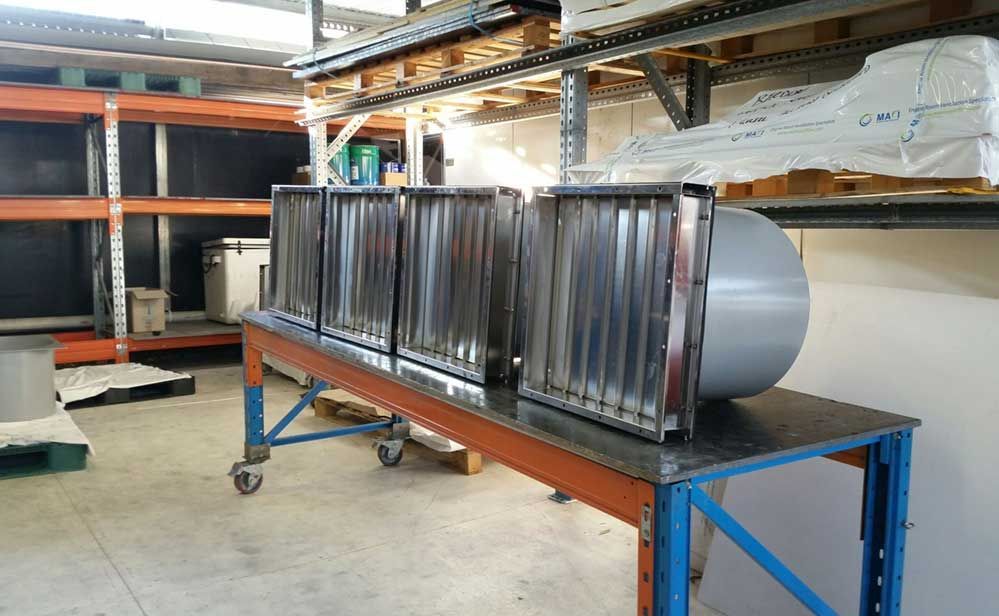 High speed fans with Air Dampers attached in our factory ready to be dispatched