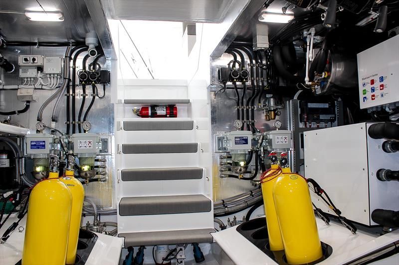 The engine room of the Matuku built by Lloyd Stevensons Boat Builders. The engine room of the Matuku built by Lloyd Stevensons Boat Builders.