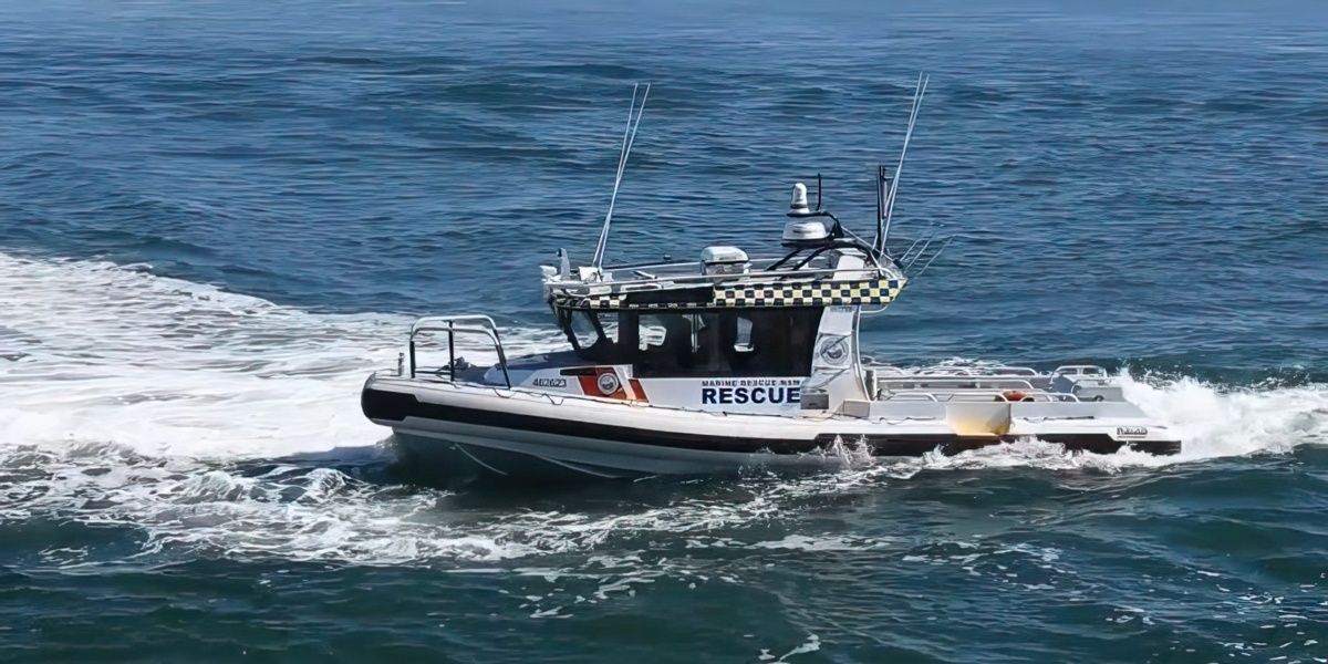 The rescue vessel Woolgoolga doing sea trials.