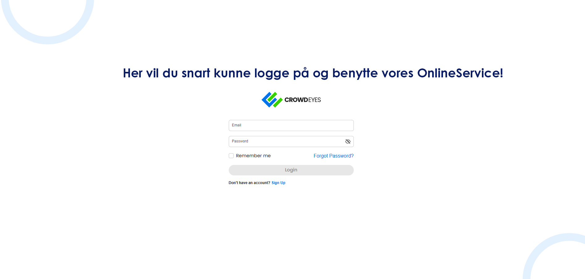Zong-loginside med brugernavn- og adgangskodefelter og en loginknap på en hvid baggrund