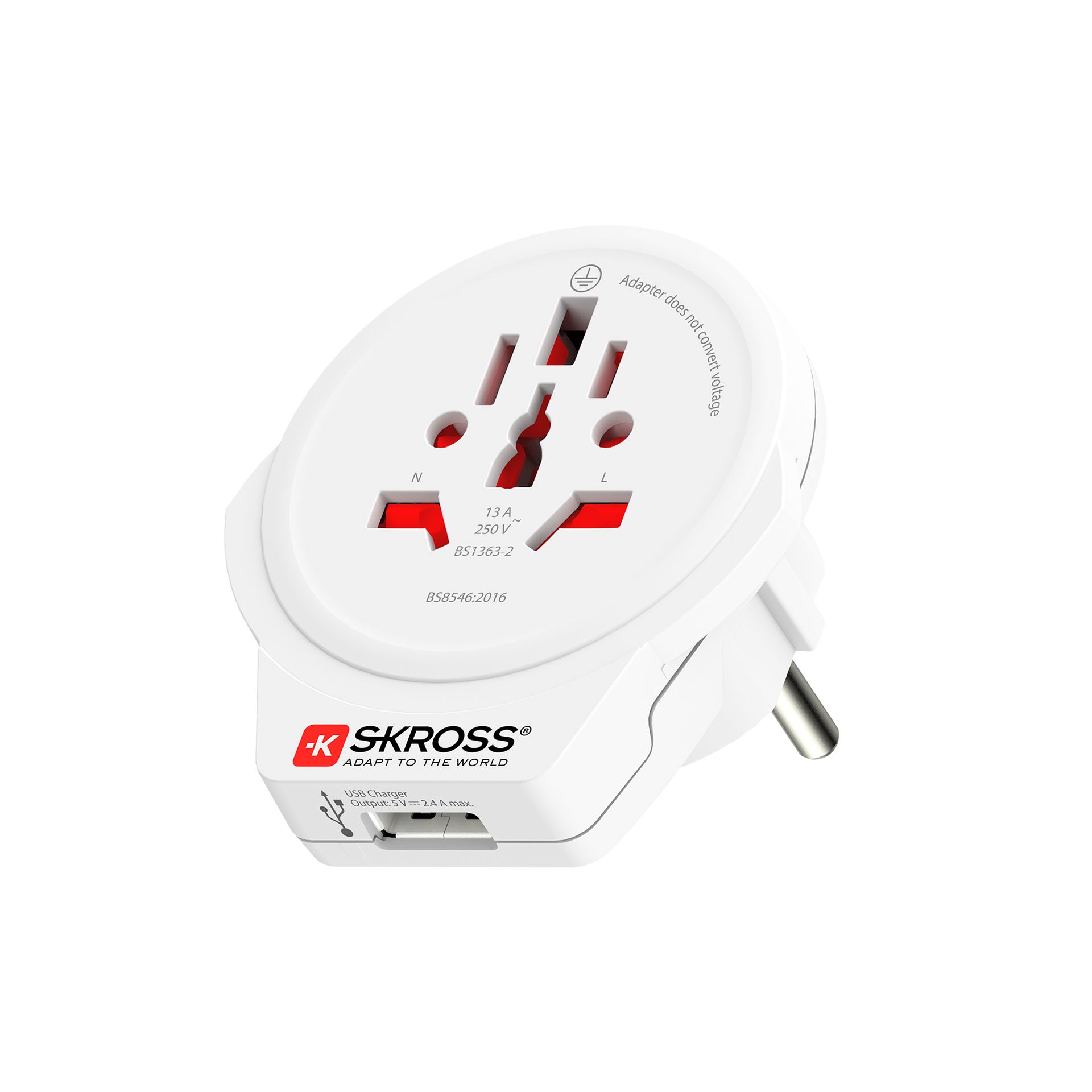 Skross World to Europe USB 3-Pole Travel Adapter