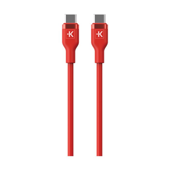 Two red USB-C cables with gray connectors on a white background