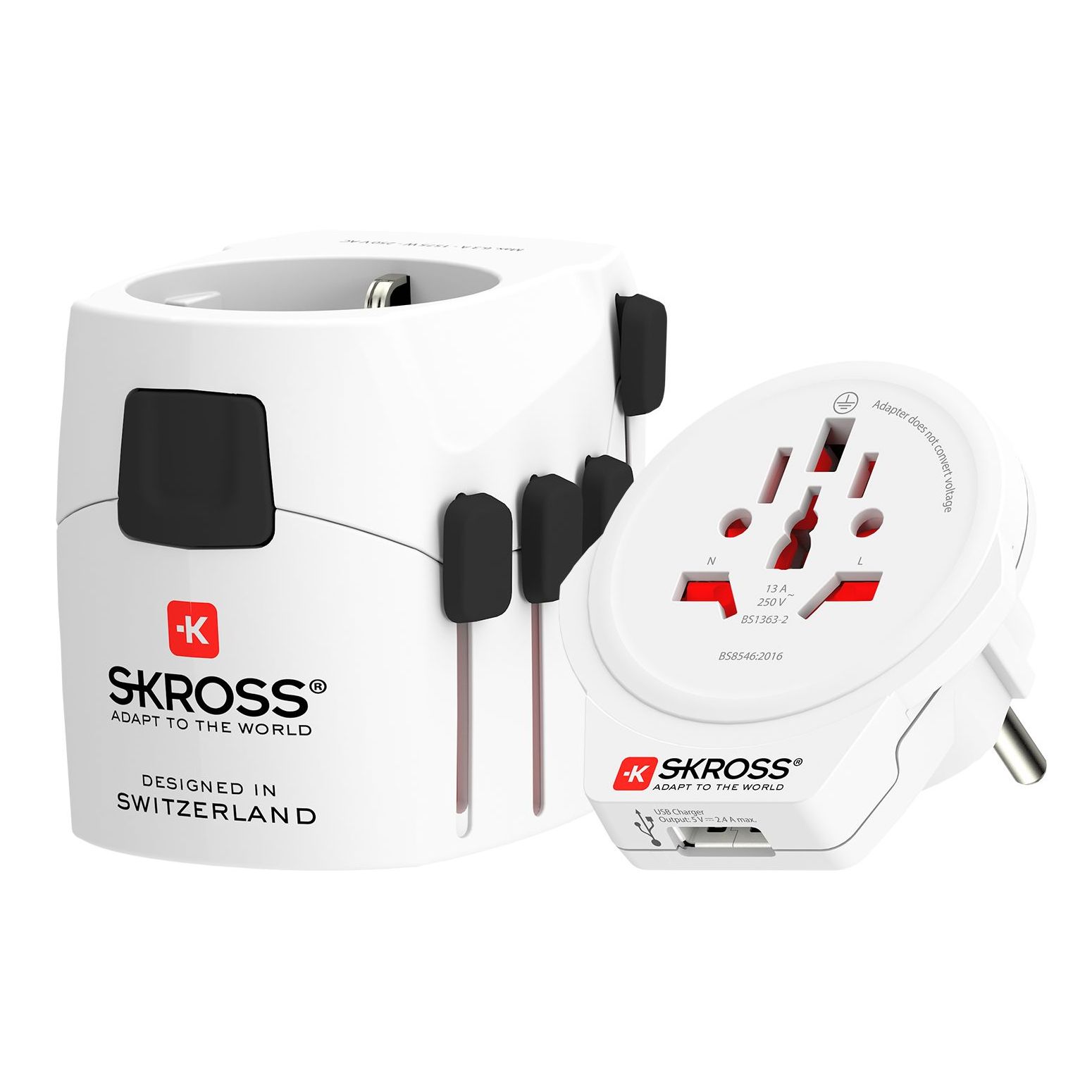 Skross PRO - World & USB 3-Pole Earthed Travel Adapter
