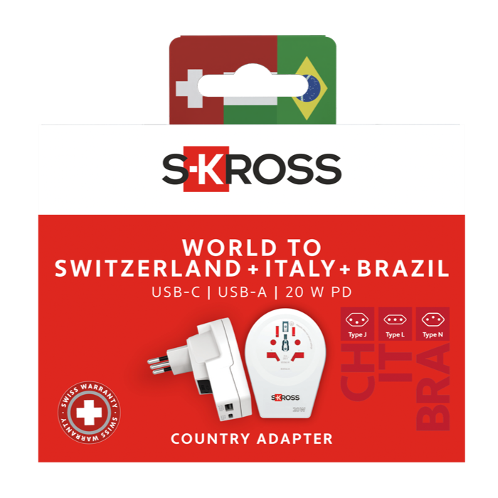 Skross 3-Pole World to USA USB AC20PD Travel Adapter Packaging