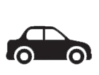 A black and white silhouette of a car on a white background.