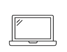 A black and white drawing of a laptop computer on a white background.