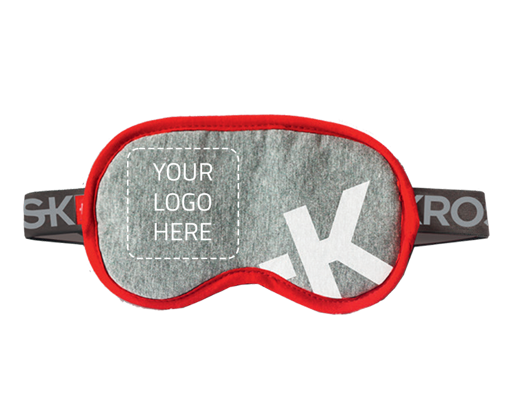 A sleep mask with a logo on it that says `` your logo here ''.