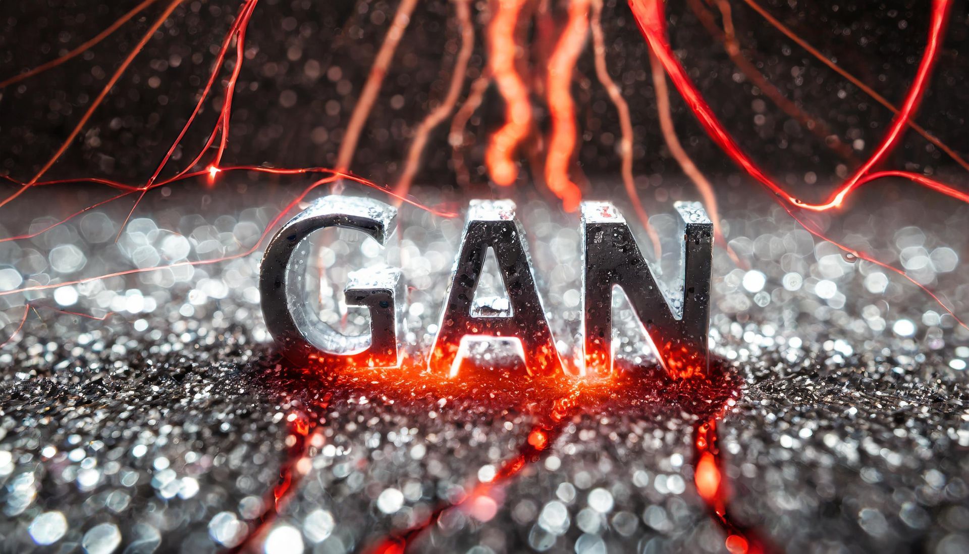 A close up of the word gan on a shiny surface.