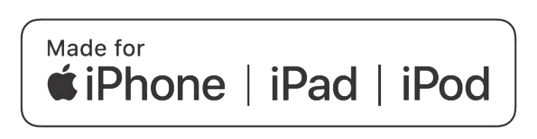 An apple logo that says made for iphone ipad and ipod