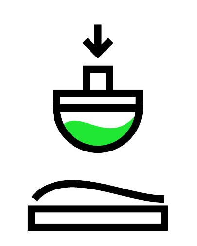 A green and black icon of a pad printer