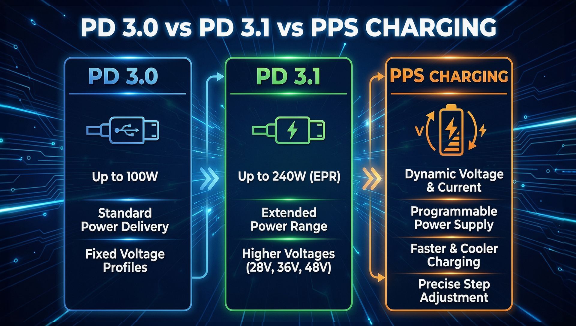 Power Delivery comparison chart