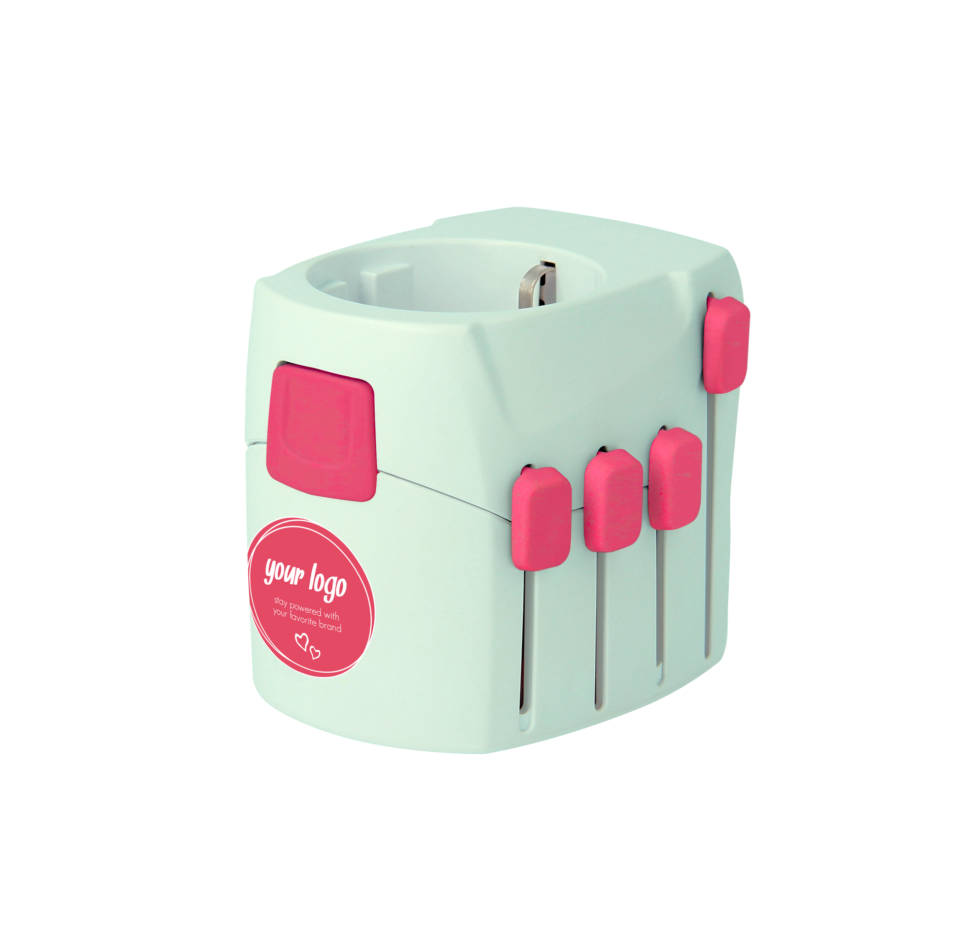 Skross branded travel adapter PRO World & USB floral body