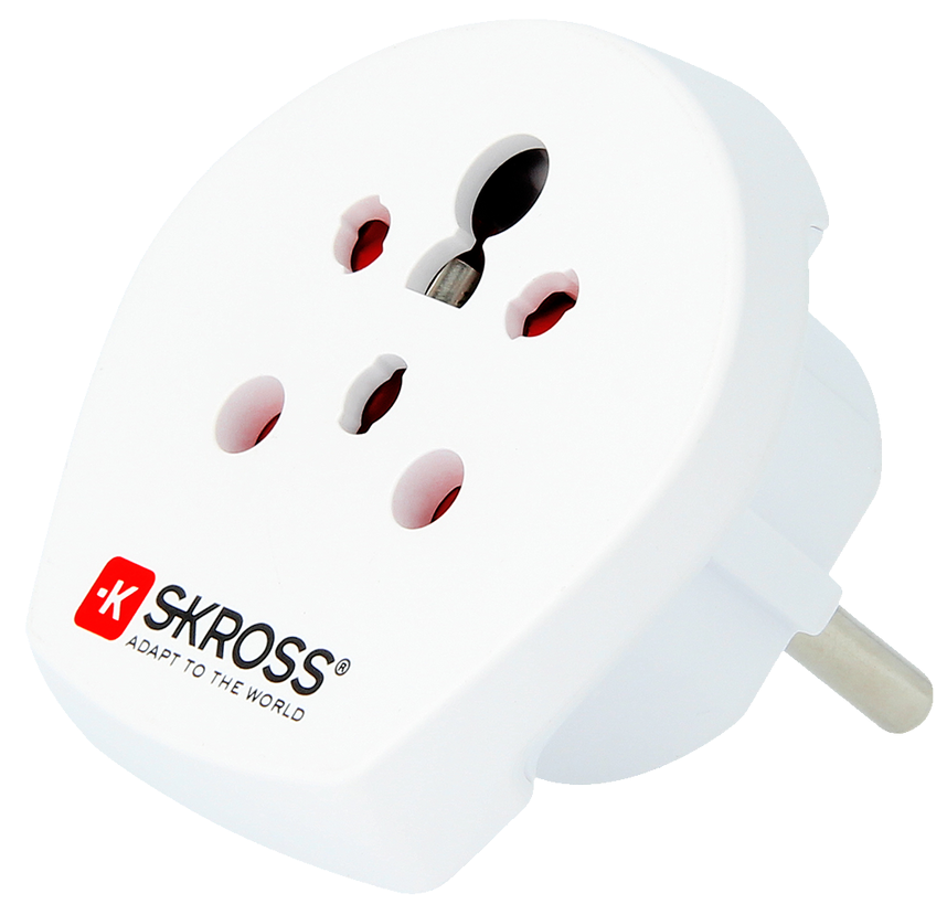 Skross 3-Pole India-Israel-Denmark to Europe Travel Adapter