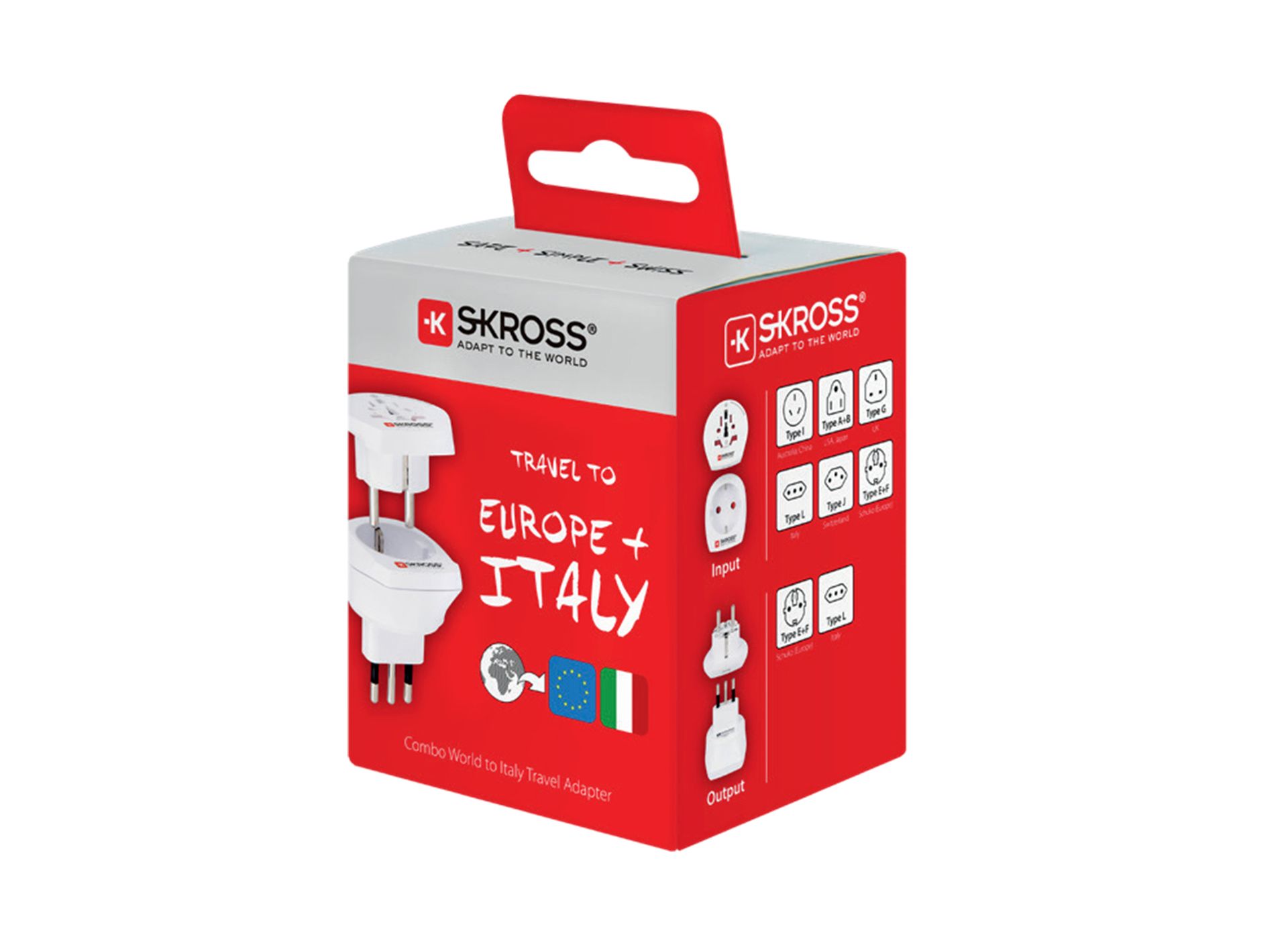 Skross 3-Pole Combo World to Italy Travel Adapter Packaging
