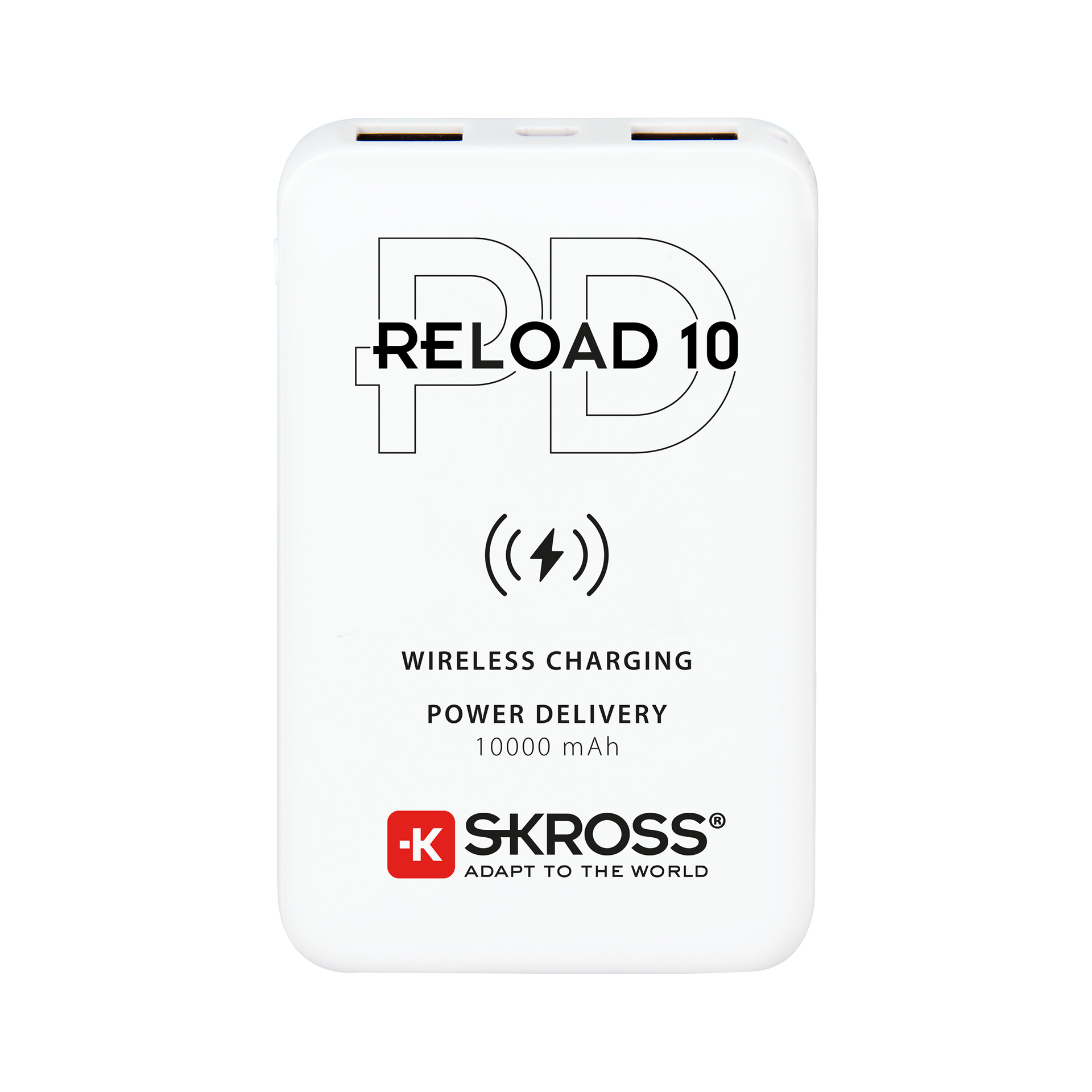 Skross 10,000 mAh power delivery wireless charging power bank reload 10 Qi PD front