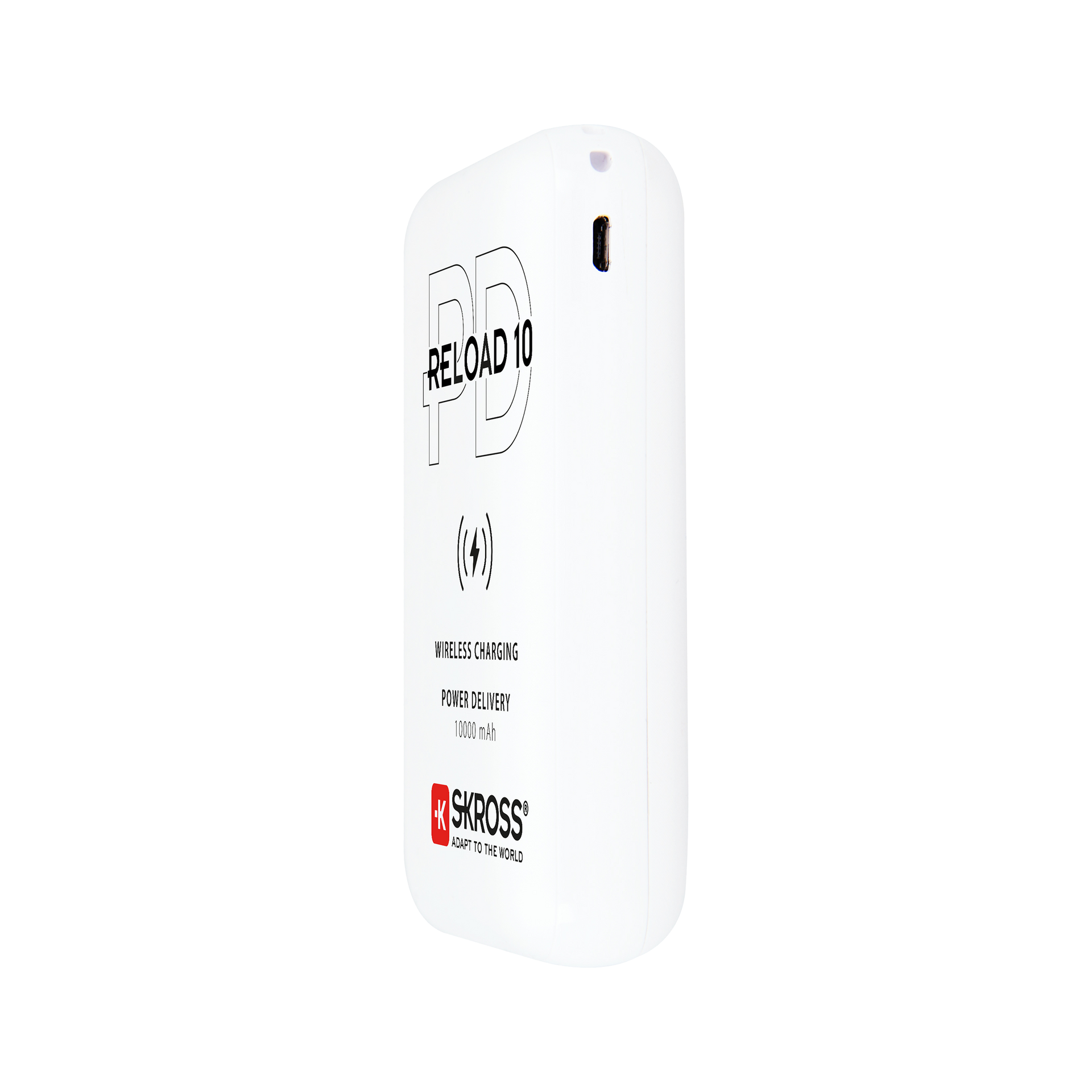 Skross 10,000 mAh power delivery wireless charging power bank reload 10 Qi PD side on