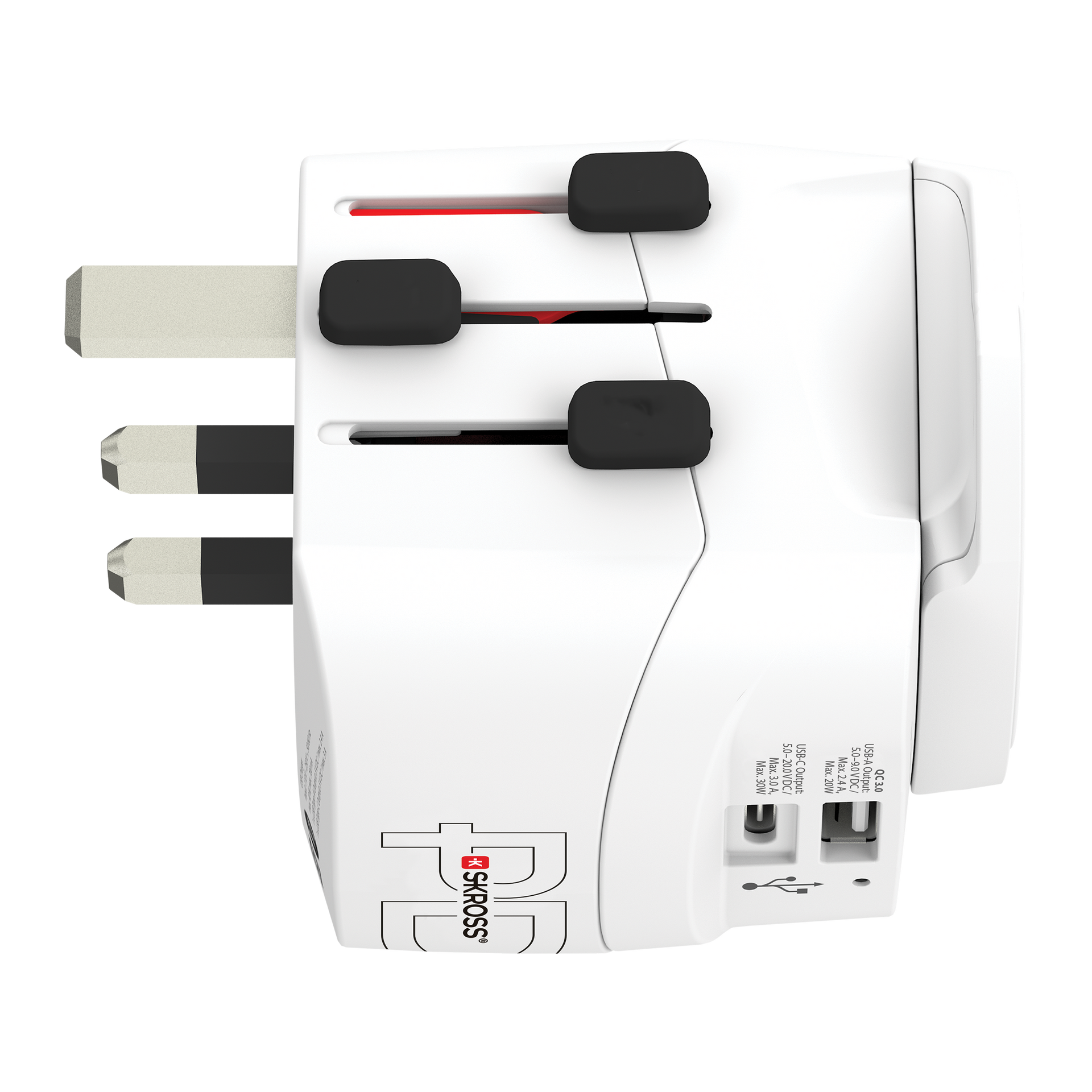 Skross 3-Pole PRO Light USB AC30PD - World Travel Adapter UK SKR-0167