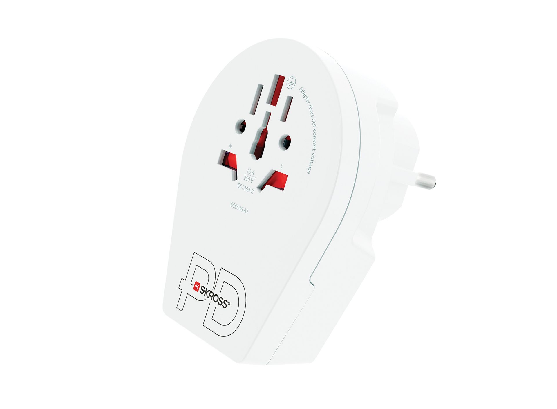 Skross World to Europe C20PD travel adapter side on