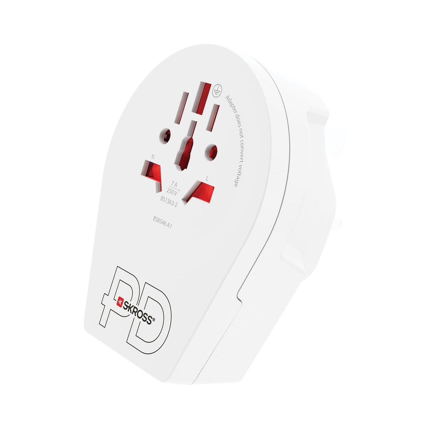 A white plug with the word pd on it