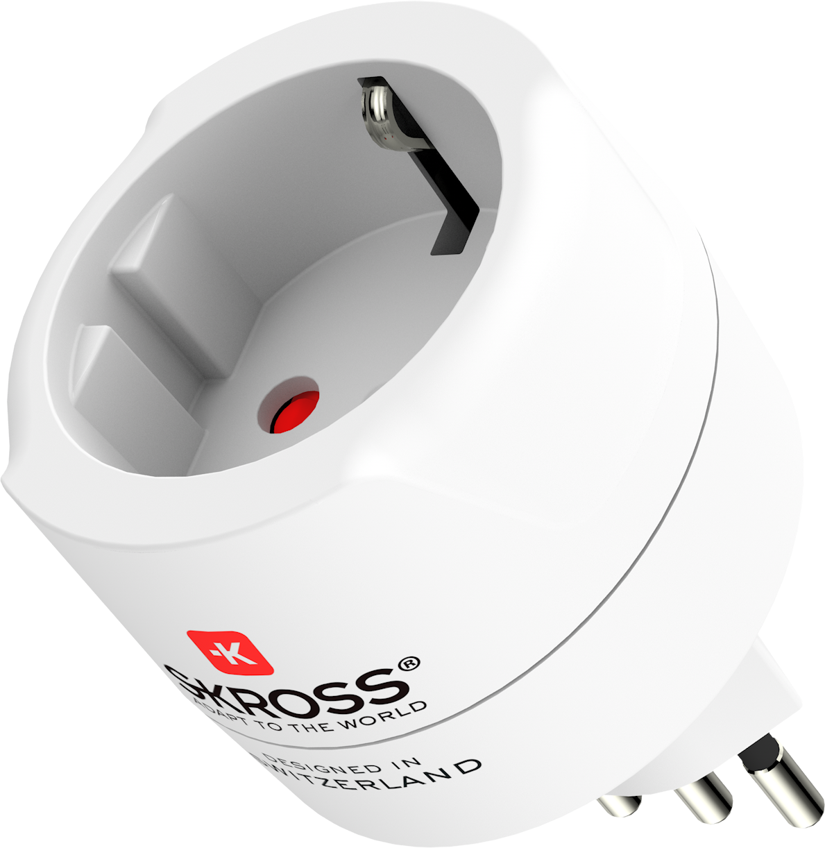 Skross 3-Pole Europe to Switzerland + Italy + Brazil Travel Adapter