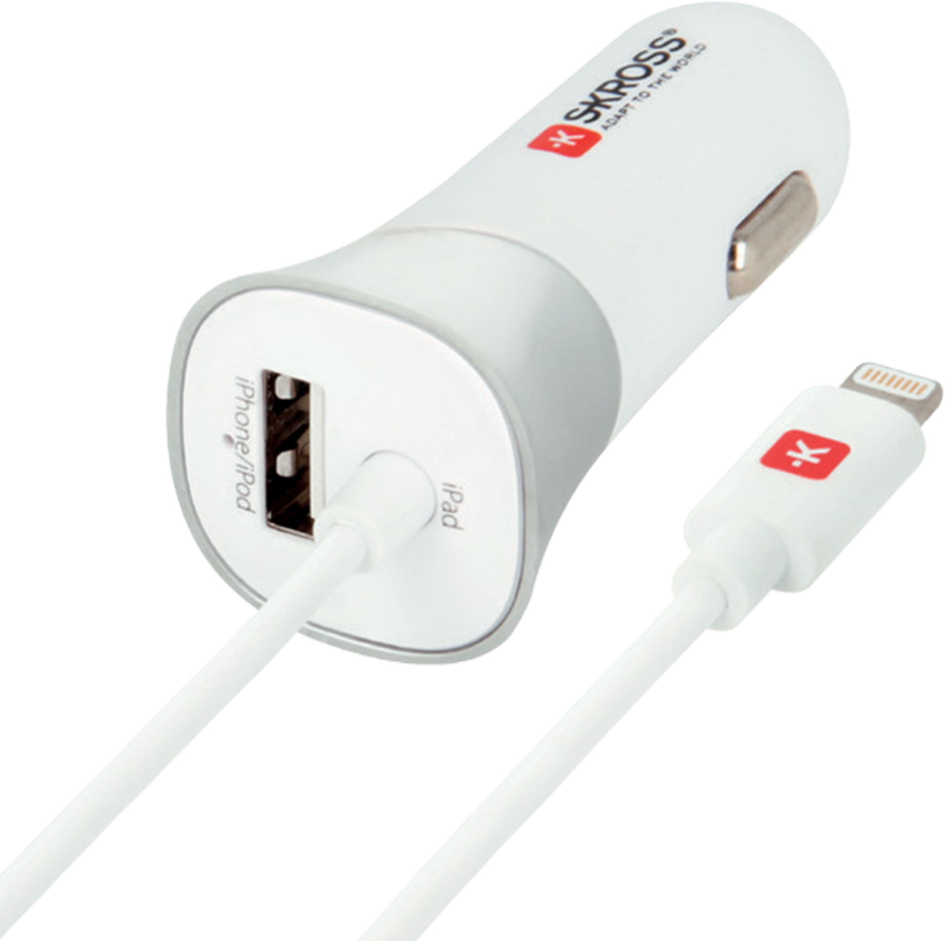 Skross Car USB Charger. USB Car Charger & Lightning Connector Front