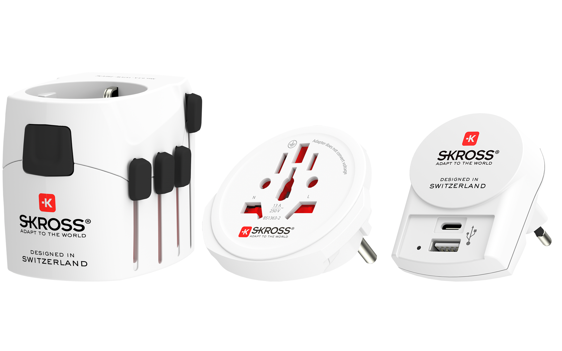 Skross 3-Pole PRO + USB AC30PD - World Travel Adapter