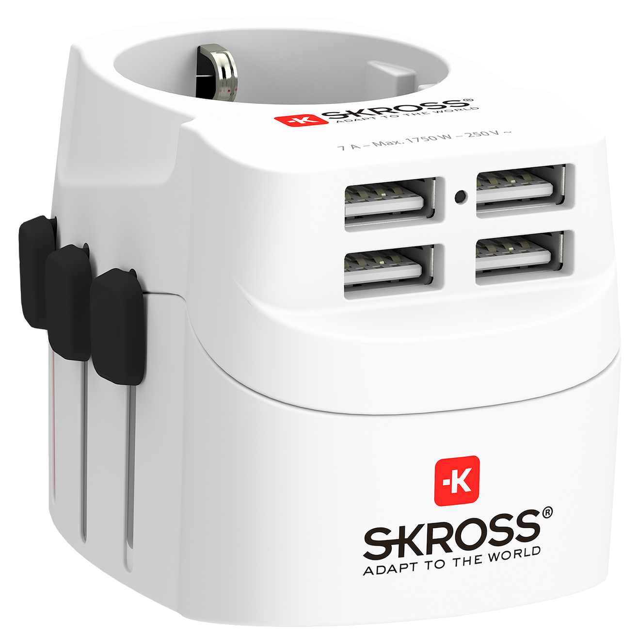Skross 3-Pole PRO Light USB 4xA Travel Adapter