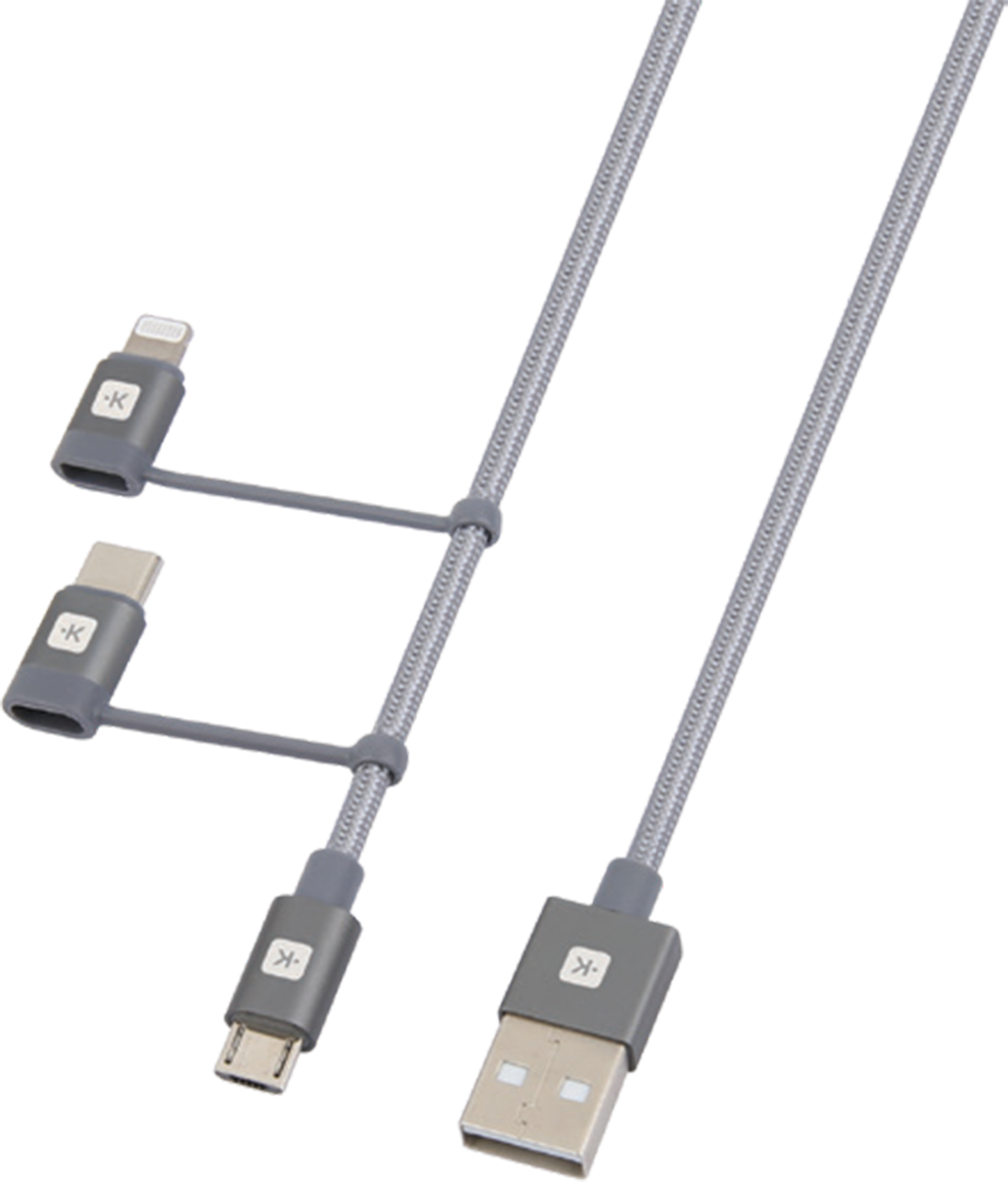 Skross 3-in-1 Cable Lightning, USB-C & Micro USB Charging Cable Front
